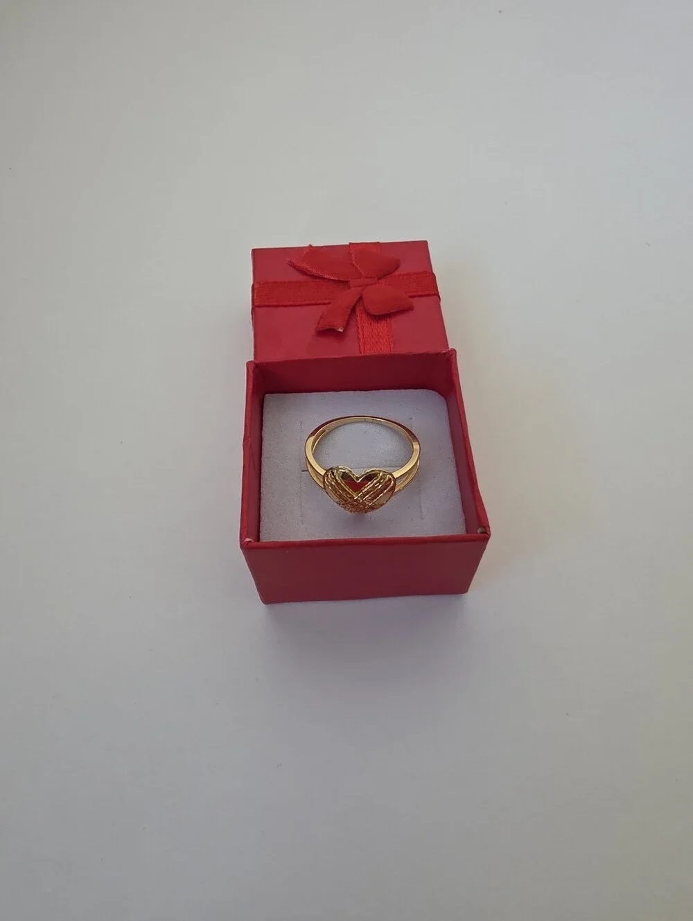 18K Real Gold Heart Ring 6